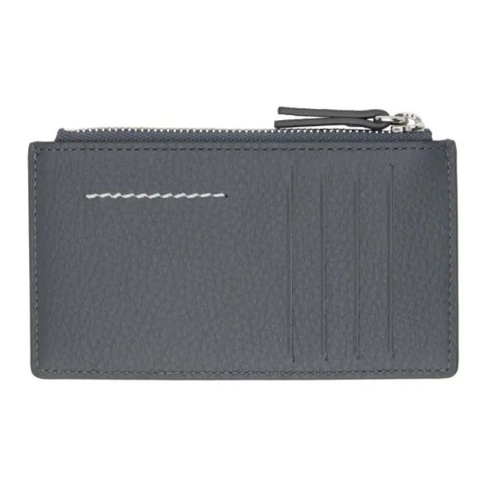 MM6 Maison Margiela Calfskin Card Holder Small Size Men's Black Plum-0