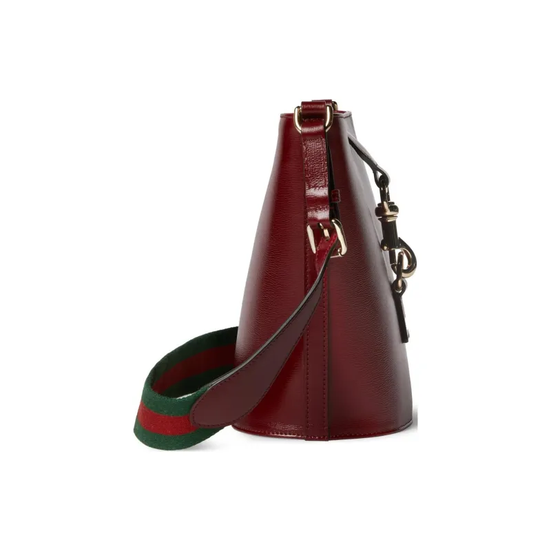 GUCCI Patent Leather Bucket Bags Shoulder Bag Crossbody Bag Mini Women's Burgundy-1
