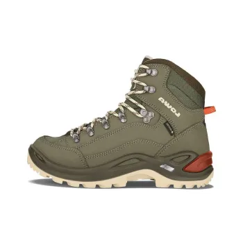 Lowa Renegade GTX Shock Absorbers With Slip Resistant Features Mid Top Hiking Shoes Women's Green Orange
