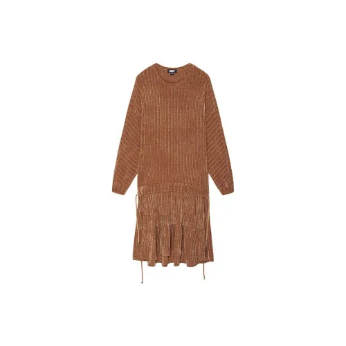 DKNY Long-Sleeved Dresses Women's Camel