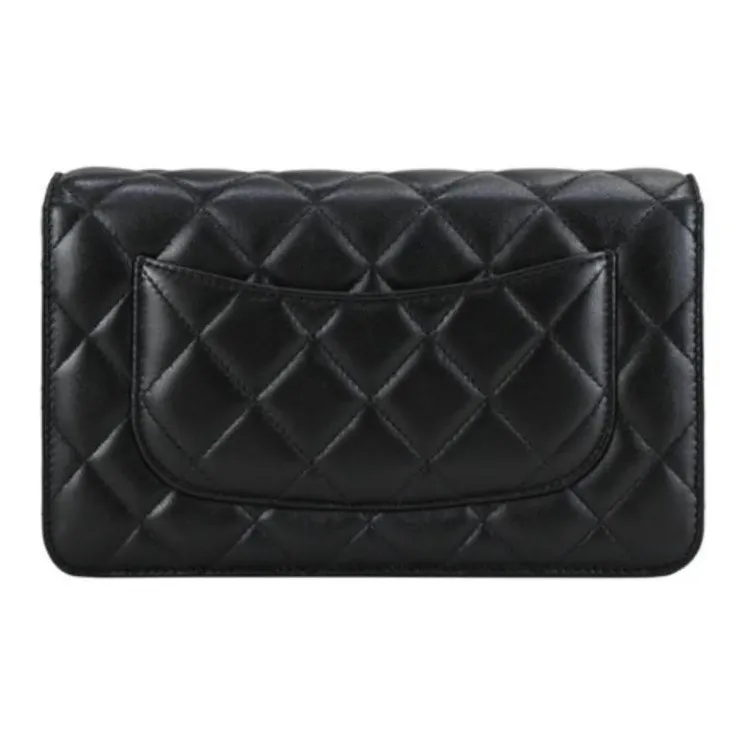 CHANEL Lambskin Shoulder Bag, Crossbody Bag Women's Black-2