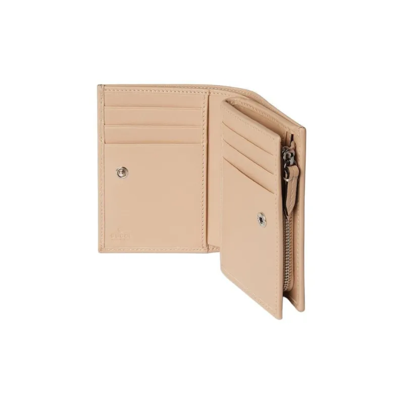 GUCCI Marmont Leather Wallet Medium Size Unisex Light Beige-4