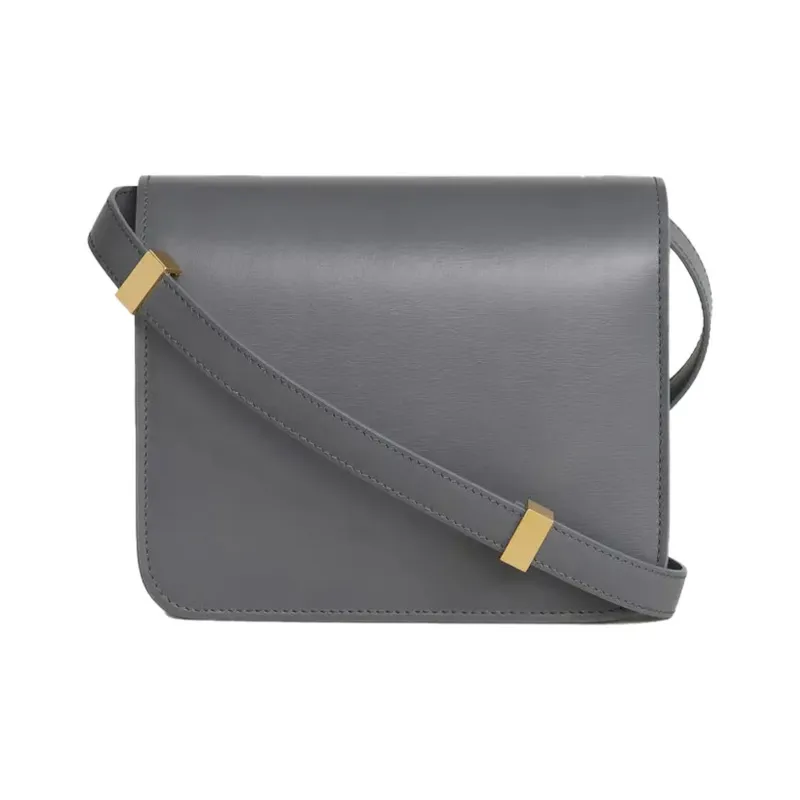 CELINE Classic Bo Polished Cow Leather Square Bag Crossbody Bag Shoulder Bag Women's Light Charcoal Gray-2