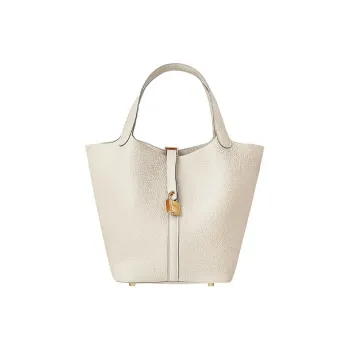 HERMES Picotin Lock Calfskin Bucket Bag Basket Bag Handbag Women's 10 Craie Milkshake White