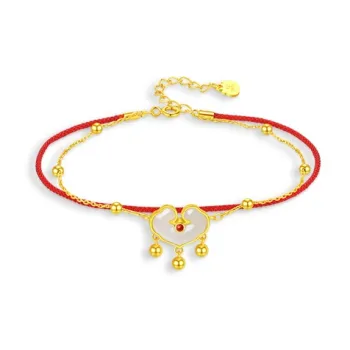 Fu Ru Ji Hetian Jade S925 Silver Anklet Women's Pale Greenish White Jade