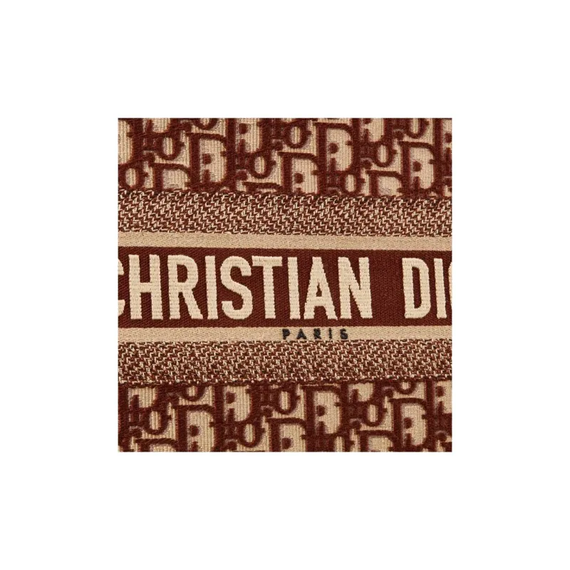 DIOR BookTote Canvas Tote Bag Shopping Bag Shoulder Bag Crossbody Bag Handbag Medium Size Women's Chocolate Brown-3