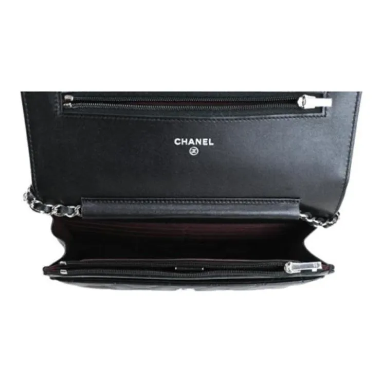 CHANEL Lambskin Shoulder Bag, Crossbody Bag Women's Black-4