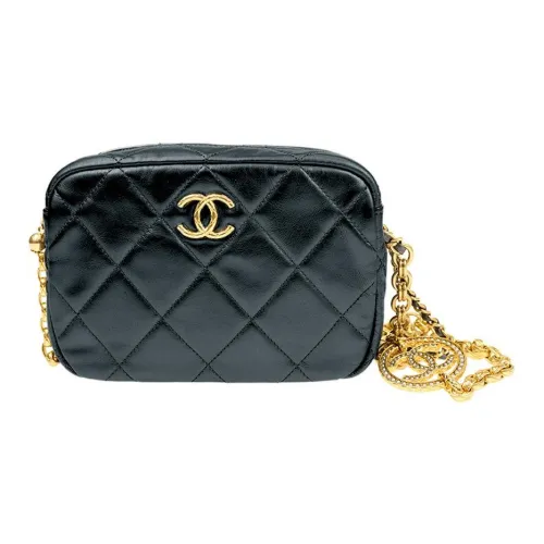 CHANEL Sheepskin With Gold Metal Camera Bag Shoulder Bag Crossbody Bag Mini Women's Black