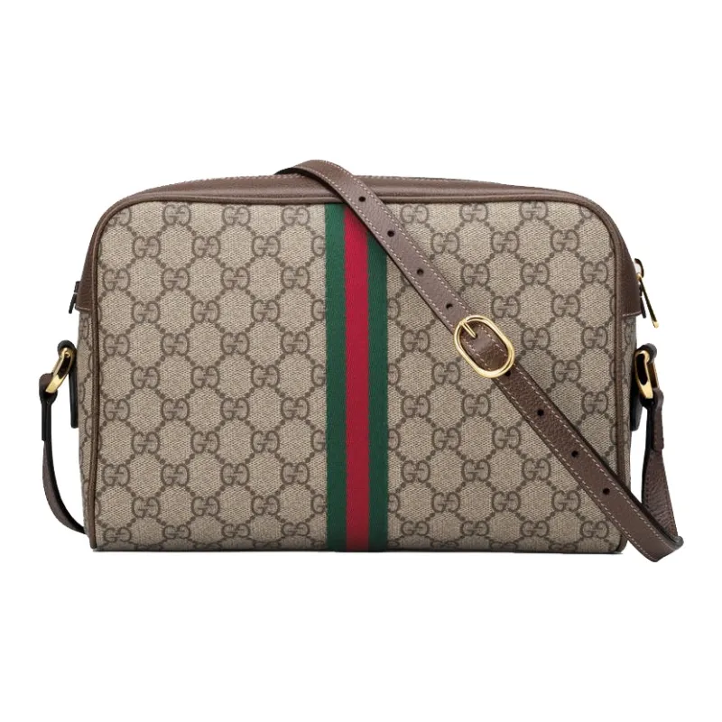 GUCCI Ophidia Canvas With Leather Canvas Bag Camera Bag Shoulder Bag Crossbody Bag Small Size Unisex Ebony/Brown-1