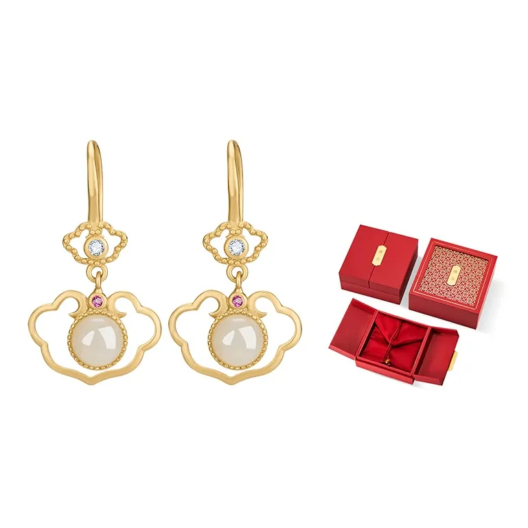 Mom's Gift Jade Earrings Pale Greenish White Jade Women's-1