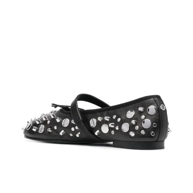 Maje Studded Leather Ballerina Shoes Women's-2
