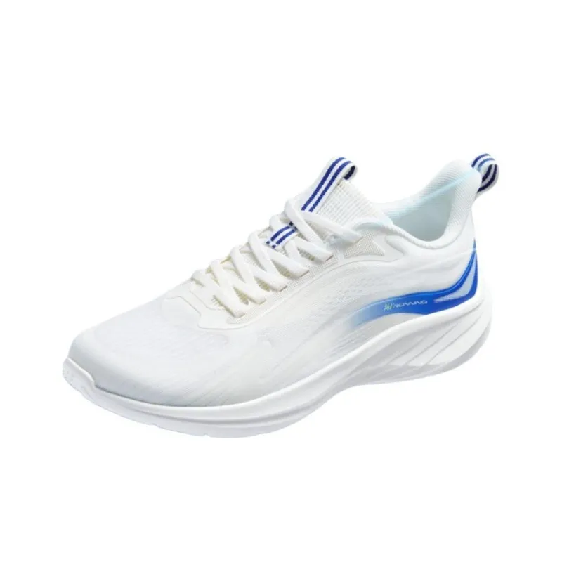 361° Cushioning Wear Resistant Waterproof Breathable Lightweight Rebound Low Top Running Shoes Men's White Blue-0