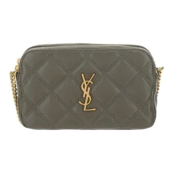 SAINT LAURENT BECKY Lambskin Camera Bag Handheld Crossbody Bag Shoulder Bag Women's Dark Gray Green