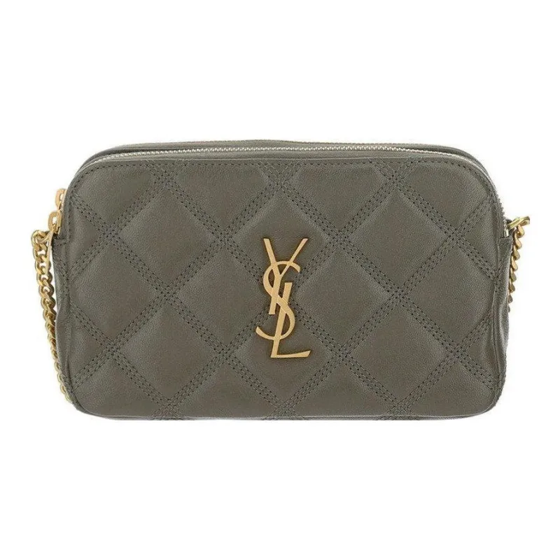 SAINT LAURENT BECKY Lambskin Camera Bag Handheld Crossbody Bag Shoulder Bag Women's Dark Gray Green-0