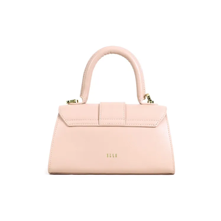 ELLE Leather Handbag, Crossbody Bag Small Size Women's Brown/White/Pink-7