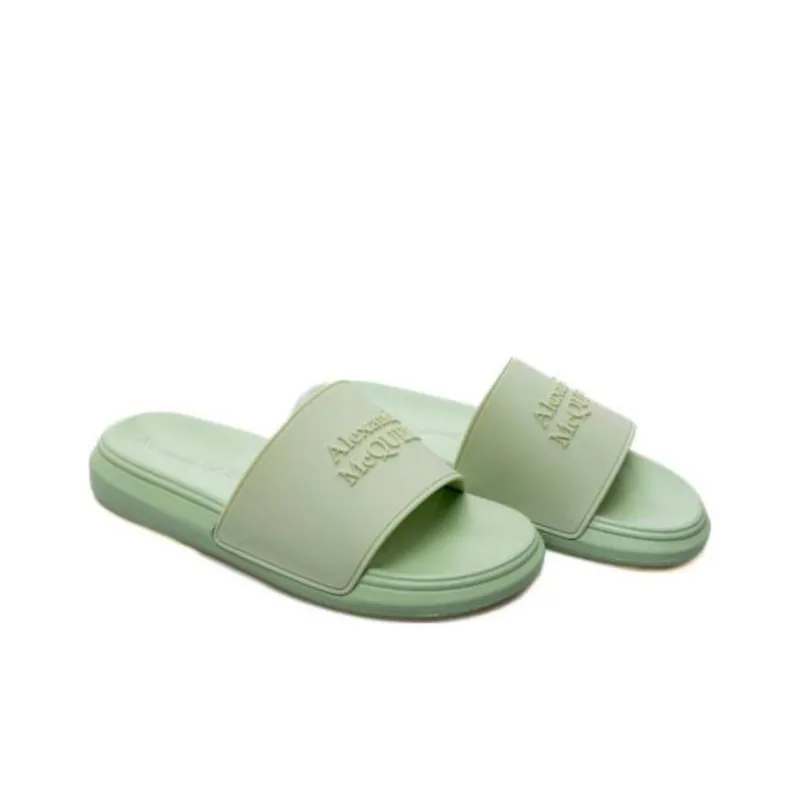 Alexander McQueen Logo Slides Green Women's-1