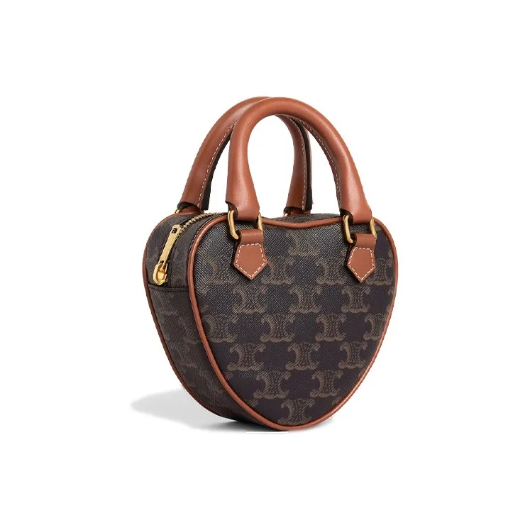 CELINE Triomphe Canvas With Calfskin Shoulder Bag, Crossbody Bag, Handbag Medium Size Women's Tawny-1