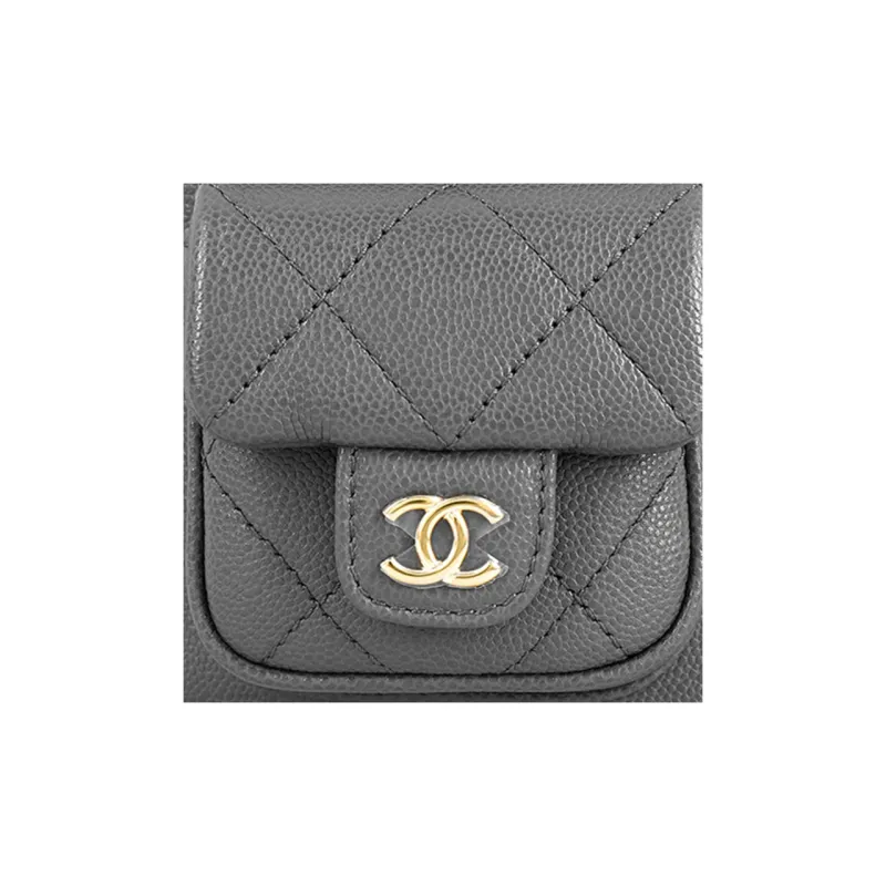 CHANEL Grain Cow Leather Backpack Tubas Women's Dark Gray-4