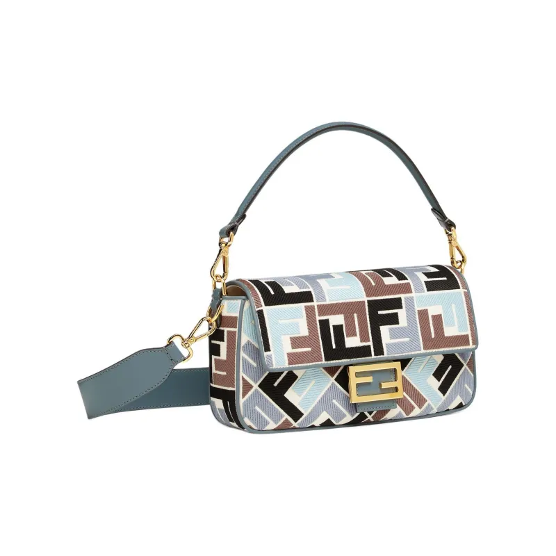 FENDI Baguette Canvas Shoulder Bag, Crossbody Bag, Handbag Medium Size Women's Multicolor-1