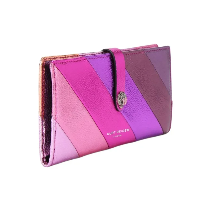 Kurt Geiger London Pebbled Cow Leather Wallet Women's Pink Multicolor-1