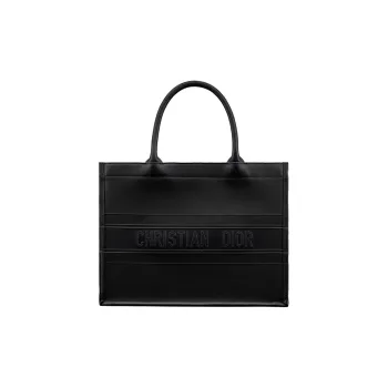 DIOR BookTote Cow Leather Tote Bag Shopping Bag Handbag Small Size Women's Black