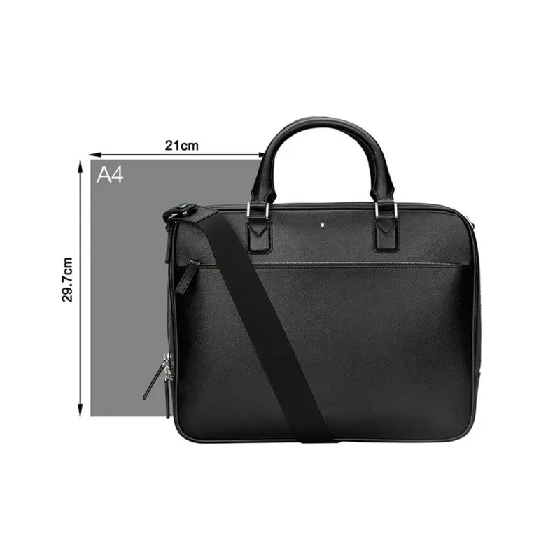 MONTBLANC Leather Briefcases Medium Size Men's Black-5