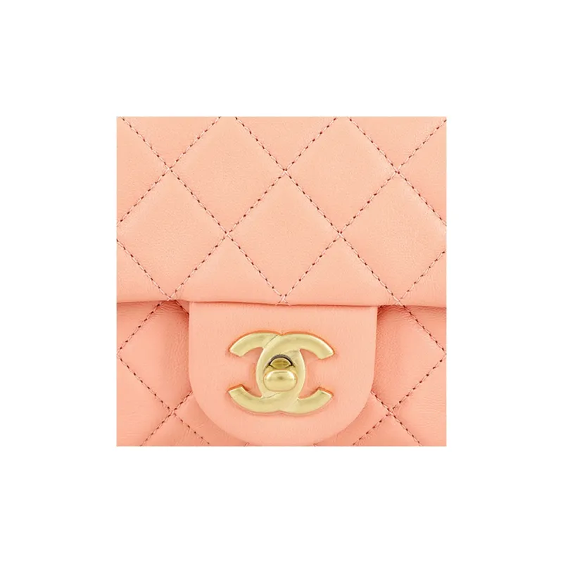 CHANEL Classic Flap CF Sheepskin Flap Bag, Shoulder Bag, Crossbody Bag Mini Women's Orange-5