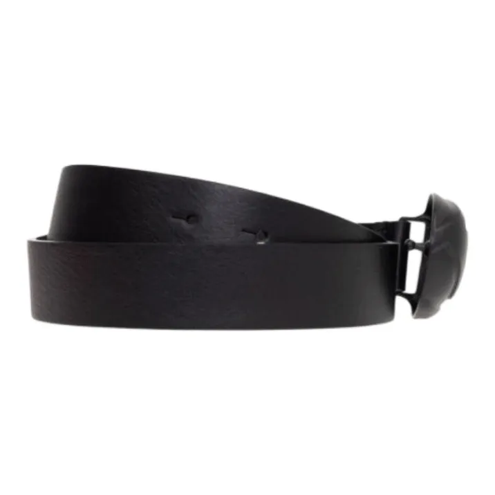 DIESEL Badge Decoration Smooth Buckle Leather Belts Men's Black Width 3CM-2