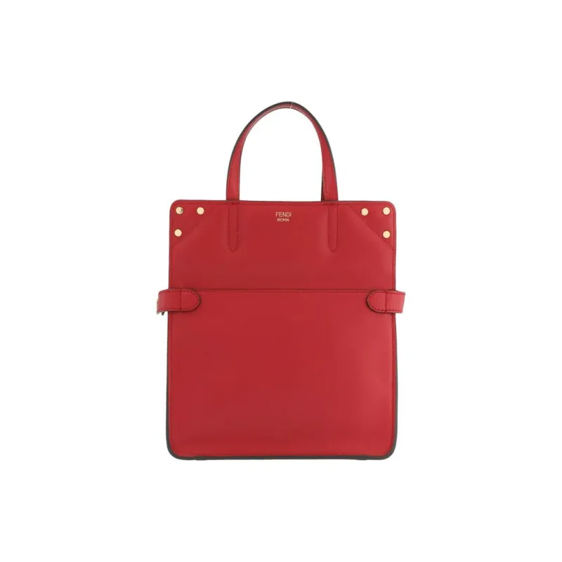 FENDI Calfskin Tote Bag Shopping Bag One Shoulder Handbag Crossbody Bag Small Size Women's Red-2