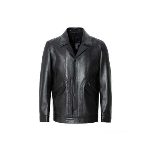 ANDREW MACKENZIE Leather Jackets Men Black