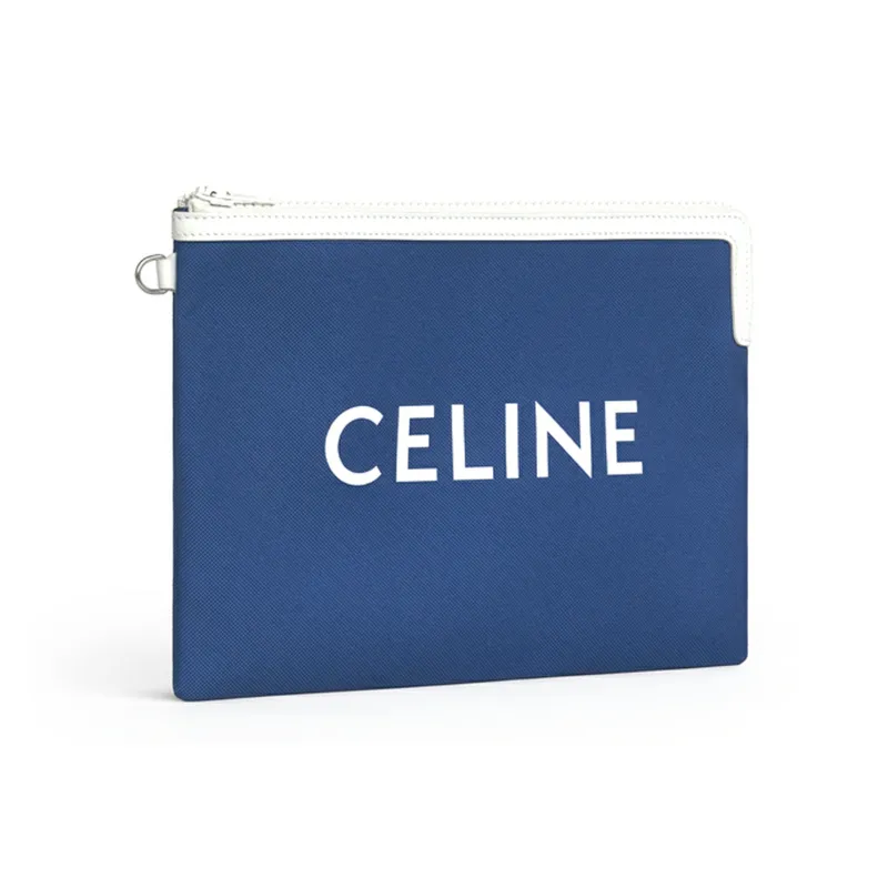 CELINE Polyamide With Cow Leather Clutch Small Size Men's Bright Blue & Red-3