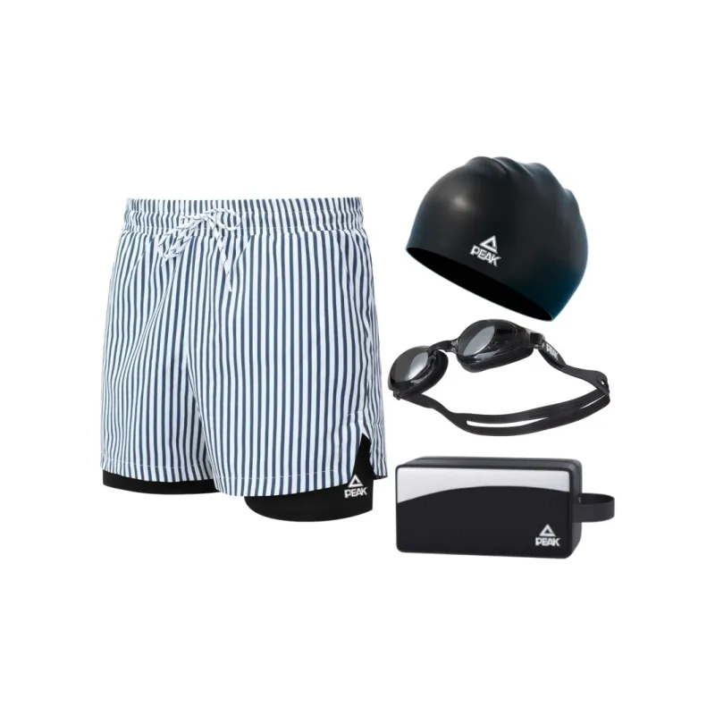 PEAK Swimming Sets Polyester Elastane Seaside Vacation Hot Spring Men's Black White-3