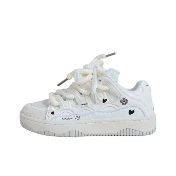 OYNN Young Baby Series Gongming Heart Sweet Sister Box Anti-Slip Wear-Resistant Low-Top Skateboard Shoes Unisex White