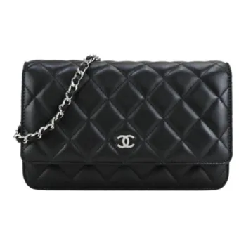CHANEL Lambskin Shoulder Bag, Crossbody Bag Women's Black