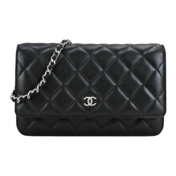 CHANEL Lambskin Shoulder Bag, Crossbody Bag Women's Black-0