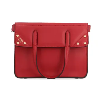 FENDI Calfskin Tote Bag Shopping Bag One Shoulder Handbag Crossbody Bag Small Size Women's Red