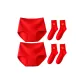 2 Pack (Red)+Women's "Fu" Character Decorations Cotton Socks (2 Pack Socks)