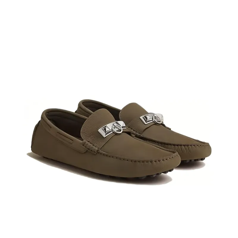 HERMES Irving Loafers Men's Army Green-2