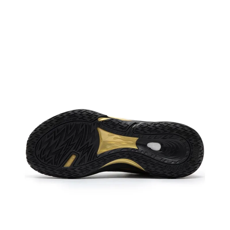 361° LIGHT UP 1 Cushioning Anti Slip Wear Resistant Breathability Low Top Basketball Shoes Men's Black Gold-4