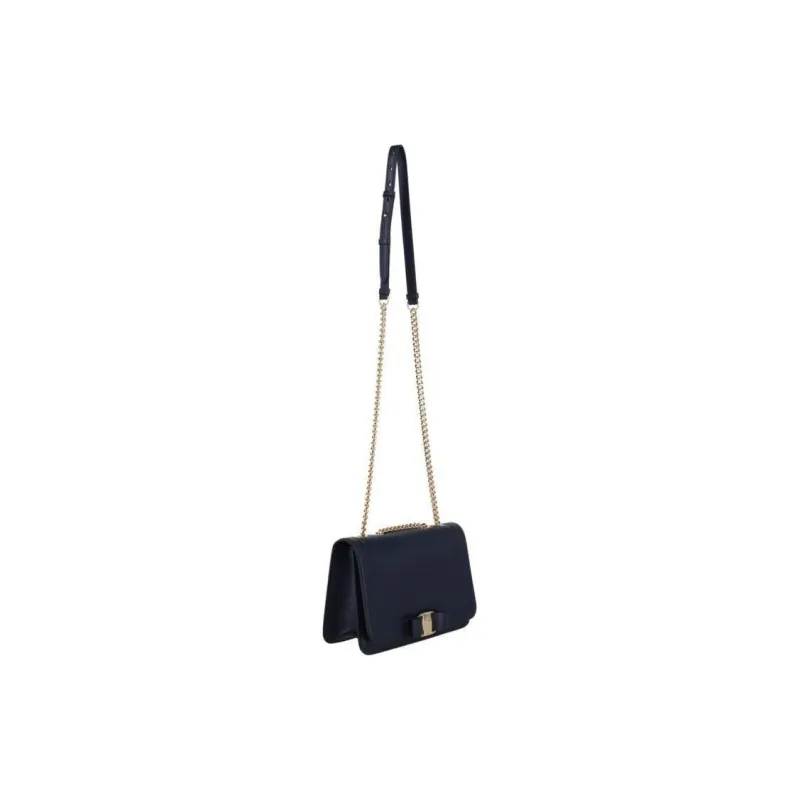 FERRAGAMO Vara Leather Shoulder Bag Crossbody Bag Women's Marine Blue-2