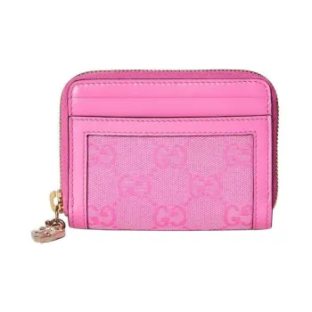 GUCCI Canvas With Leather Wallet Mini Unisex Pink