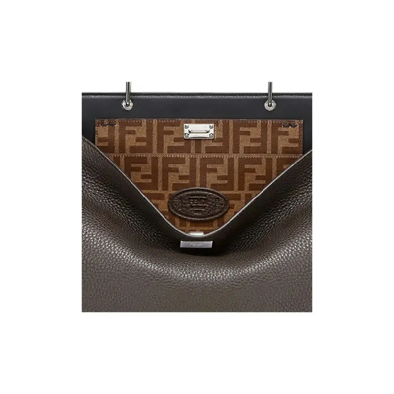 FENDI Leather Briefcase One Shoulder Handbag Men's Brown-4