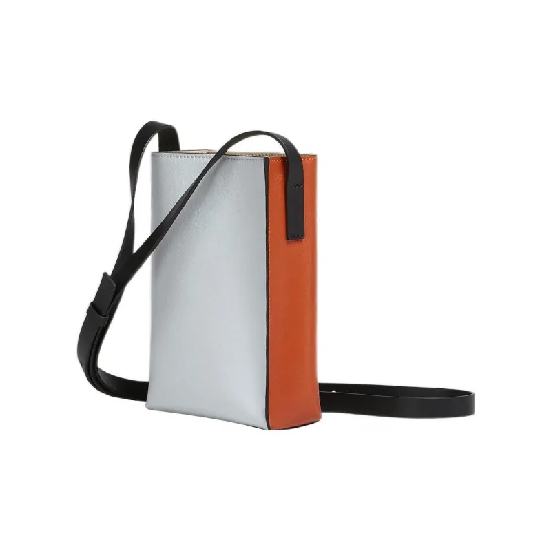MARNI Museo Soft Calfskin Shoulder Bag, Crossbody Bag Trumpets Men's Sharp Color/Clouds/Black-3