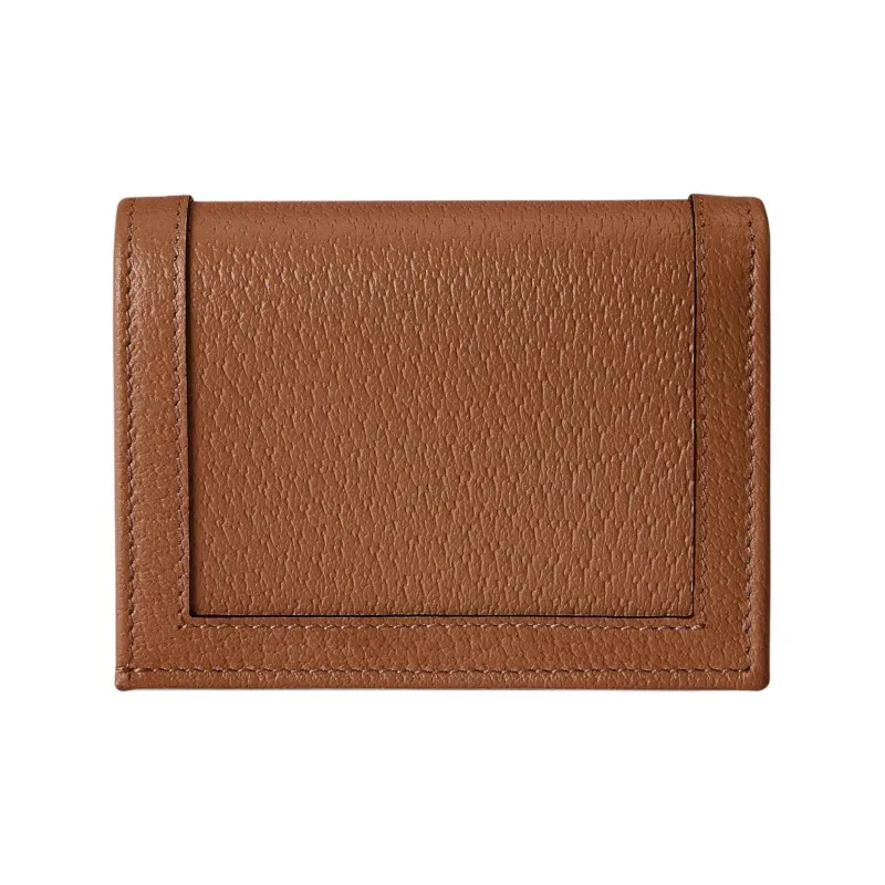 GUCCI Leather Card Holder Wallet Regular Women's Brown-2