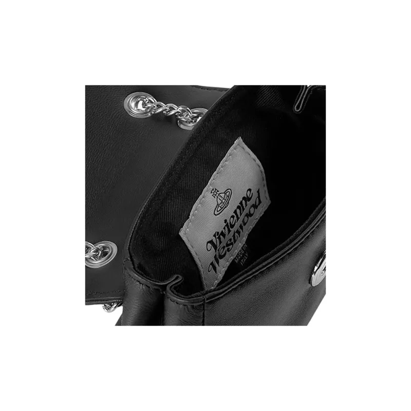 Vivienne Westwood Soft Leather Shoulder Bag, Crossbody Bag, Wallet Trumpets Women's Black-6