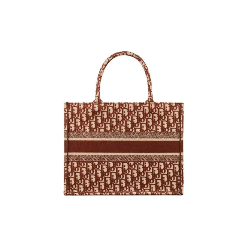 DIOR BookTote Canvas Tote Bag Shopping Bag Shoulder Bag Crossbody Bag Handbag Medium Size Women's Chocolate Brown-2