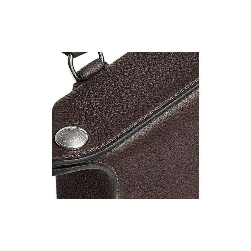 HERMES Videpoches Wooly Canvas With Barenia Faubourg Calfskin Crossbody Bag, Shoulder Bag Men's-4