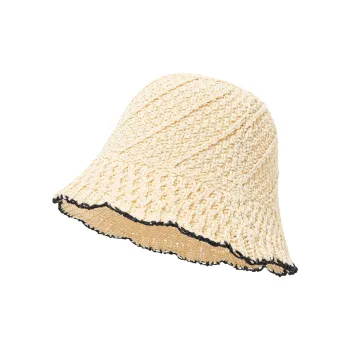 BAIJUAN Straw Woven Polyester Bucket Hats Unisex