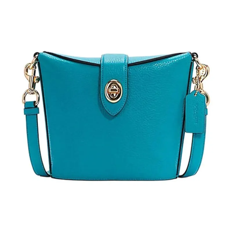 COACH Addie Leather Box Bag French Fries Bag Shoulder Bag Crossbody Bag Regular Women's Sapphire Green-0