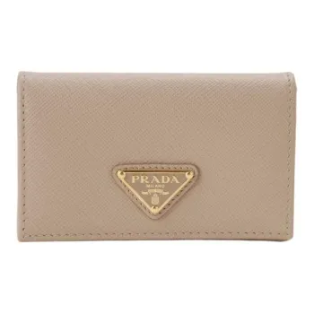PRADA Cross Grain Leather Wallet Women's Pink Beige